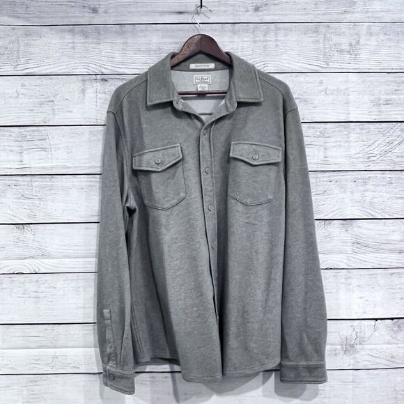LL Bean Slightly Fitted Shirt Mens Size Large Chamois Button Up Wool Blend - Picture 1 of 8